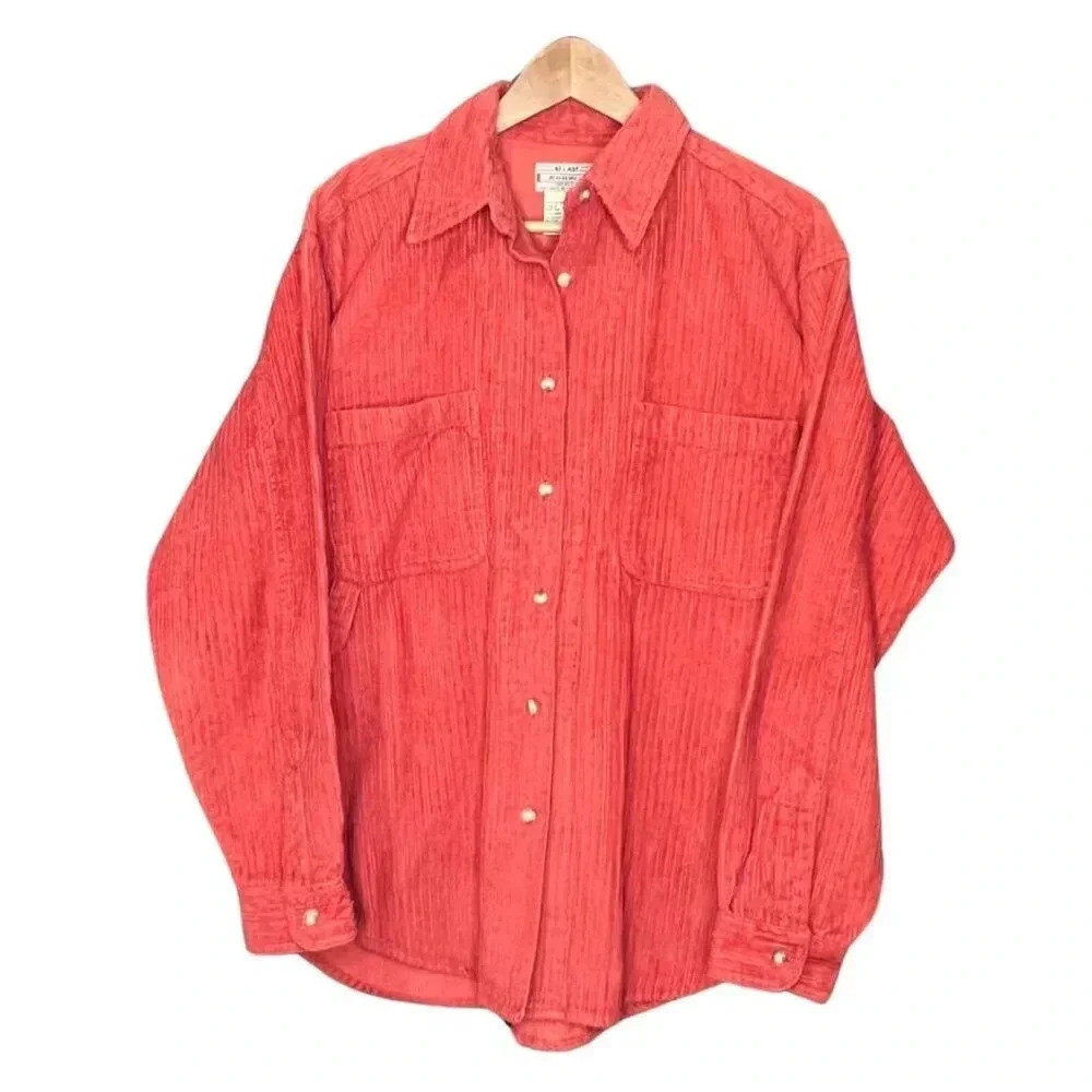 VTG At Last Jeanswear Corduroy Jacket Rust Red Vintage Cargo Jacket Baggy Y2K